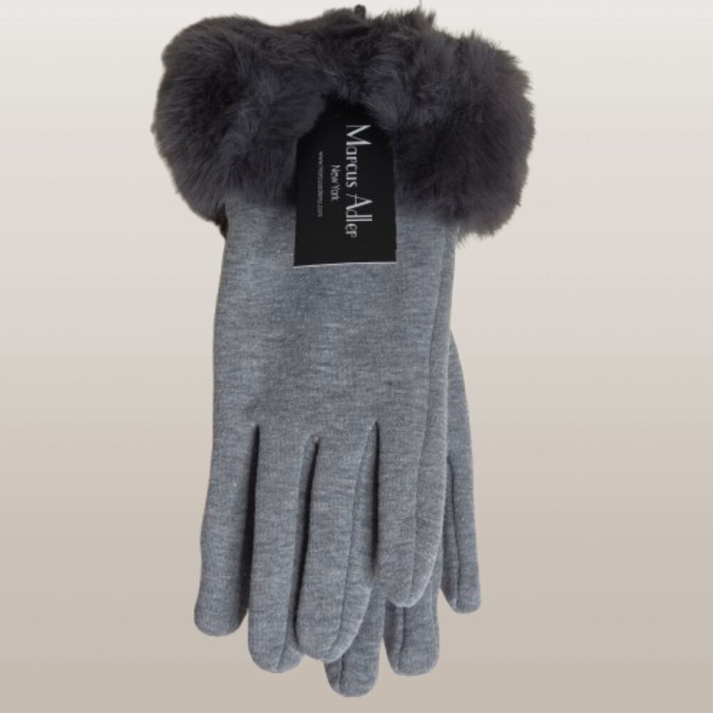 NWT Marcus Adler Women's Gray Fuzzy Faux Fur Gloves OS